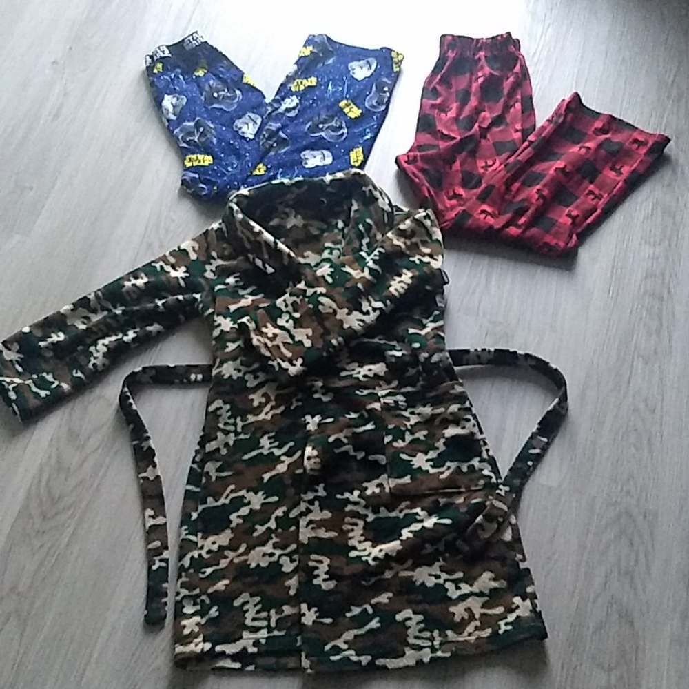 Kid's Fleece Pajama Robe and Flannel PJ Pants